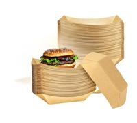 tortoba Medium Kraft Trays, 100 pcs Disposable Cardboard Food Containers, Kraft Brown Paper Tray, Take Out Food Serving Boats,Trays for Party Snacks,Nachos,Hot Dogs Boats Tacos Tray