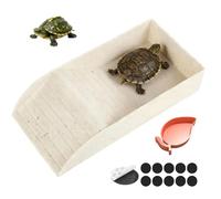 Tortoise Bath Dish, 30.5x14.8x5.8cm Tortoise Water Dish, Anti Slip Reptile Pool Bowl with Feeding Box, Reptile Bathing Pool Amphibians Habitat Accessories for Lizard Turtle Horned Frog
