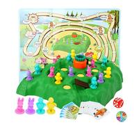 Tortoise Bunny Trap Board Game with 16 Pieces & 48 Card, Educational Competitive Family Funny Bunny Game Strategy Board Game for Critical Thinking Skills