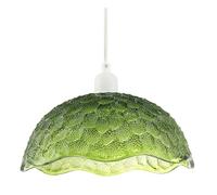 Happy Homewares Tortoise Designed Emerald Green Glass Textured Ceiling Light Shade, Green