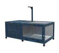 Tortoise Enclosure Indoor Wooden Turtle House with Removable Waterproof Tray and Lamp Bracket for Small Animals
