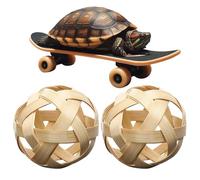 Tortoise Feeder Ball - Turtle Skateboard Toy with 2 Feeding Balls | Fruit Vegetable Holder with Training Skateboard | Turtle Toy Set, Tortoise Treat Ball for Tortoise Turtle