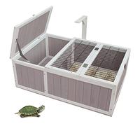 Tortoise House Turtle Habitat Enclosure Wooden Small Animal Hutch Indoor-Outdoor HiCaptain