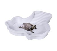 Tortoise Pool, Tortoise Water Dish Bath Tub, Basking Terrace with Ramp, Aquarium Decor Feeding Supplies for Frogs, Lizards, Bearded Dragon, Snakes