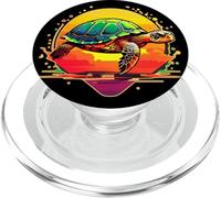 Tortoise Sea Turtle Geometric Sunset PopSockets PopGrip for MagSafe