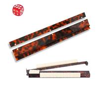 Tortoise Shell Acrylic Mahjong Rack Set with Fully Detachable Magnetic Pushers, Modern American Majiang Tile Holders, 17.5in Length, Fits Standard and Large Tiles (1 pcs)