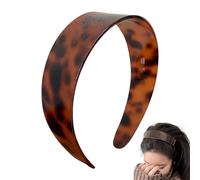 Tortoise Shell Headband with Teeth, 1.4in No Slip Retro Headband, Brown Acrylic Cheetah Hairband, for Daily Commute & Styling