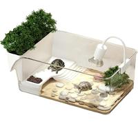 Tortoise Tank Habitat Kit Complete with Multi-Function Area and Water Filter for Turtles and Animals, Small Turtle Breeding Aquarium, Home Office, Eco-Friendly Landscaping