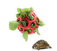 Tortoise Treat Ball Fruit Vegetable Feeder Holder Foraging Toy for Pet Tortoise Turtle Encourages Foraging Behaviors Keeps Pets Entertained (Red)