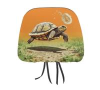 Tortoise Turtle Jumping 2 PCS Car Headrest Cover Universal Headrest Covers Soft Breathable Car Head Rest Covers Set Elastic Head Rest Protector Auto Seat Cover Vehicle Accessories for Cars, Truck, Suv