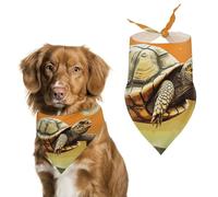 Tortoise Turtle Jumping Dog Bandanas for Feeding Grooming, Triangle Pet Bibs for Cats & Dogs Washable Fashion Pets Scarf for Party Travel 27.6 X 11.8 Inch