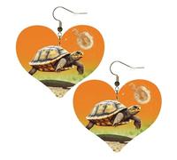 Tortoise Turtle Jumping Leather Earrings for Women Heart Earring Lightweight Dangle Earrings Jewelry Gifts