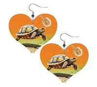 Tortoise Turtle Jumping Leather Earrings for Women Heart Earring Lightweight Dangle Earrings Jewelry Gifts, One Size, No Gemstone