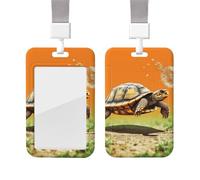 Tortoise Turtle Jumping Print Id Badge Holder with Lanyard Name Tag for Men Women Id Card Holders Card Protector Cover Case for Teacher Office Nurse Work Gift