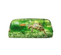 Tortoise Turtle Jumping Print Pencil Case Portable Travel Makeup Bag Stationery Organizer Box for Office Supplies Travel
