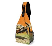 Tortoise Turtle Jumping Sling Bag with Rfid Blocking Causal Mens Crossbody Bag Lightweight Chest Pack Large Man Purse Travel Crossbody Backpack Shoulder Sling Backpack for Hiking Running Cycling