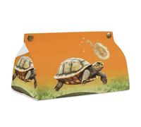 Tortoise Turtle Jumping Tissue Box Cover Rectangle Modern PU Leather Tissue Holder Farmhouse Napkin Holders Decorative Tissues Box Holder for Bathroom Kitchen Office Bedroom Dresser