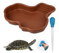 Tortoise Water Bath Tortoise Water Bowl With Ramp Tortoise Water Bowl Large Tortoise Accessories Water Bowl with a Manual Water Absorber for Reptiles Such as Turtles, Lizards, Snakes, etc