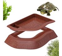 Tortoise Water Bowl, Double-Layer Anti-Lifting Reptile Pool Dish, ABS Food Bowl for Terrarium Use, Perfect for Feeding, Bathing, Soaking, and Basking, Ideal for Tortoises, 27.8x19.9x3cm