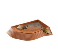 Tortoise Water Dish - 27x19.5x3cm lizard food bowl | right-angle split-type turtle bathtub, non-slip climbing ladder bathtub, reptile enclosure, multi-purpose landscaping supplies.