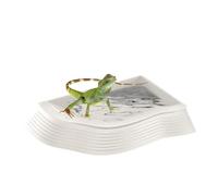 Tortoise Water Dish - 27x19.5x3cm lizard food bowl | right-angle split-type turtle bathtub, non-slip climbing ladder bathtub, reptile enclosure, multi-purpose landscaping supplies.
