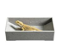 Tortoise Water Dish - 8.86x8.86x11.02in Bearded Dragon Corner Tray, Shallow Wading Step Ramp, Crawling Animal Food Feeder Station | Amphibian Vivarium Accessories | Habitat Decoration Kit