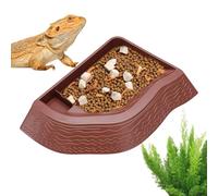 Tortoise Water Dish - Decorative Reptile Feeding Dish,Double-Layer Anti-Lifting Tortoise Food Bowl for Terrarium, Feeding, Bathing, Soaking, Basking