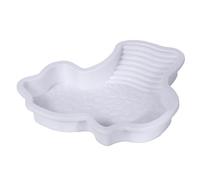 Tortoise Water Dish Large Plastic Turtle Water Bowl Reptile Bath & Feeding Basin with Internal Ramp 11.2×10.4 Inch White.
