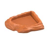 Tortoise Water Dish, Reptile Food Basin, Decorative Habitat Pool, 17.6x14.5x3.5cm, Shallow Feeding Bowl, Natural Rock-Look Container, Resin Stone Finish, for Gecko Bearded Dragon Snake Turtle Tank