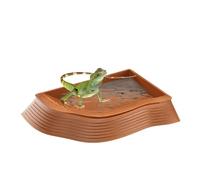 Tortoise Water Dish - Tortoise Bath Dish | Anti Slip Reptile Pool Bowl with Ramp | Right Angle ABS Build for Stability, Ideal for Snakes, Lizards, Turtles, Two Sizes, Easy Cleaning, Feeding & Bath Use