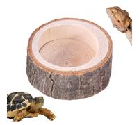 Tortoise Water Dish-Wood Grain Feeding Cup,portable Reptile Food Basin,aquarium Terrarium Accessory | Pet Hydration Station,indoor Outdoor Enclosure Aid,home Reptile Care | Durable Cup Supporting Heal