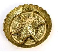 Tortoise with Plate Turtle with Plate Pure Brass Best for Office Decoration, Home Decor Statue Feng Shui Metal Water Plate Vastu Living, Wealth, Health, Good Luck