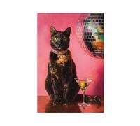 Tortoiseshell Cat - Disco Martini Cocktail Art Canvas Poster Bedroom Decor Landscape Office Room Decor Gift 8" L X 12" W