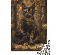 Tortoiseshell Cat Throne Adult Jigsaw Puzzle, 1000 Pieces, 38x26cm/1000pcs, Low-dust White Pieces for Sorting; Screen-free Family Time at Home