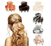 Tortoiseshell Cellulose Acetate Hair Clip Pack of 6 for Women & Girls - Non-Slip Claw Clips for Medium & Thin Hair