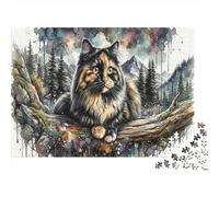 Tortoiseshell Long-haired Cat 1000 Piece Puzzle for Relaxation Alpine Forest for First-Time Jigsaw Users Memory Improvement Housewarming Gift 70x50cm/1000pcs