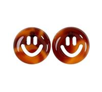 Tortoiseshell Smiley Face Stud Earrings, Round Acrylic, Brown Amber Pattern, Cute Emoji Design