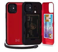 TORU CX PRO for iPhone 11 Case Wallet | Protective Shockproof Heavy Duty Cover with Hidden Card Holder & Card Slot |Wrist Strap, Lightning Adapter Mirror Included - Red