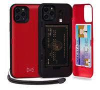 TORU CX PRO for iPhone 11 Pro Case Wallet | Protective Shockproof Heavy Duty Cover with Hidden Card Holder & Card Slot |Wrist Strap, Lightning Adapter Mirror Included - Red