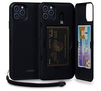 TORU CX PRO for iPhone 11 Pro Max Case Wallet | Protective Shockproof Heavy Duty Cover with Hidden Card Holder & Card Slot |Wrist Strap, Lightning Adapter Mirror Included - Black