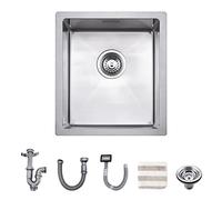 TORVA 38 x 43 x 23 cm Inset/Undermount Kitchen Sink, 1.5 mm Thickness Stainless Steel Single Bowl Rectangular Kitchen Sink with Deep Single Bowl, Durable and Delicate, Silver