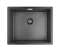 TORVA 54 x 44 cm Honeycomb Embossed Kitchen Sink with Black Nano Coating, Single Bowl Stainless Steel Sink, Undermount Rectangular Workstation Sink with Drainer Waste Kit and Overflow Kit