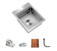 Torva RV Sink Stainless Steel Undermount Sink Square Inset Single Bowl with Cutting Board - 15 CM Deep Bar/Prep Basin 33 x 43 x 15 cm