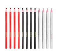 Torveen 12-Piece Fabric Markers Set for Sewing, Water-Soluble Tracing Pencils for Dressmaking, Embroidery, and DIY Crafts (Black, Red, White)