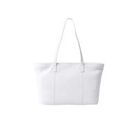 Torver Leather Tote Bag for Women - Compact Everyday Real Leather Shoulder Bag with Magnetic Snap Closure, Internal Pocket & Satin Lining (White)