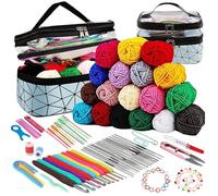 TORVEX Crochet Kits for Beginners Adults Crochet Set 105 Pcs Beginners Crochet Kit Includes Ergonomic Metal Crochet Hooks, Wool,Storage Bag,Knitting Starter Kit for Adults