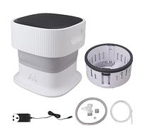 Torvex Mini Washer, 1kg Foldable Washing Machine and Portable Laundry Washer with Drain Basket, 60W Clothes Cleaner for Travel, Flats, Caravans, RVs and Small Living Spaces