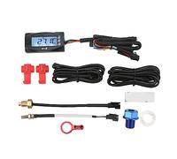 Torvex Motorcycle Gauge, 4-in-1 Digital Thermometer Voltmeter Clock with Oil Engine Temperature and 14mm Plug Sensor (M14*1.25)