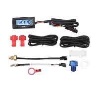 Torvex Motorcycle Gauge, 4-in-1 Digital Thermometer Voltmeter Clock with Oil Engine Temperature and 14mm Plug Sensor (M14*1.5)