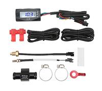 Torvex Motorcycle Gauge, 4-in-1 LCD Engine Water Temperature Voltmeter Clock 12V Digital Meter for Universal Motorbike Dashboard (16MM)